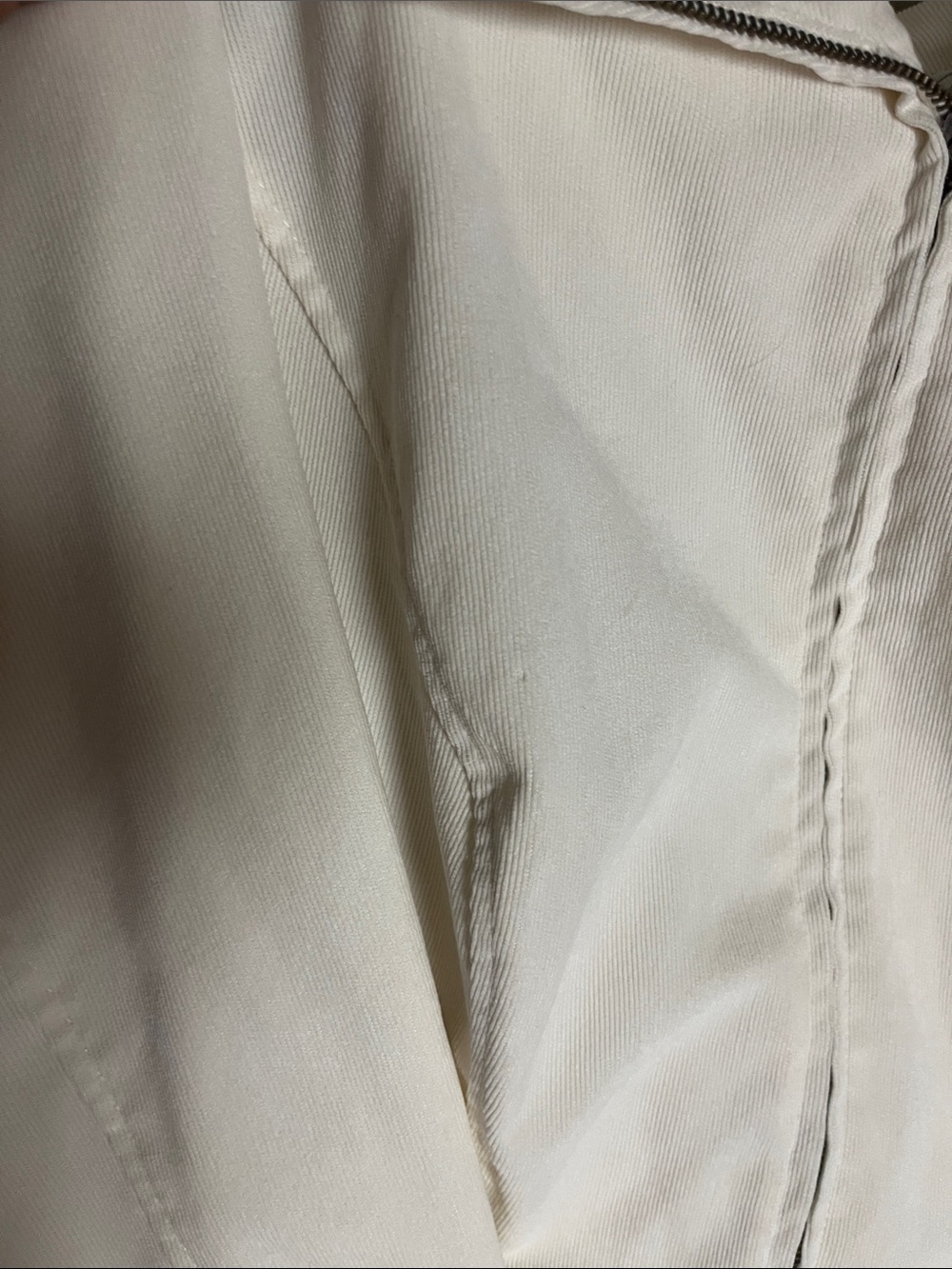 CJ Banks Cream Zip-Front Utility Jacket with Ruffle Collar - Picture 5 of 5
